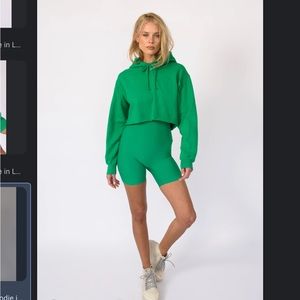 SKATIE CLOUDLUX Ariana Cropped Hoodie in Lucky Green